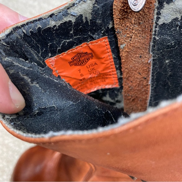 Harley Davidson Vintage 90s Tan Chunky Heeled Boots - Picture 9 of 9